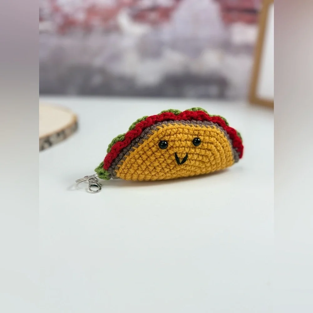 Handcrafted Taco Keychain Crochet Amigurumi